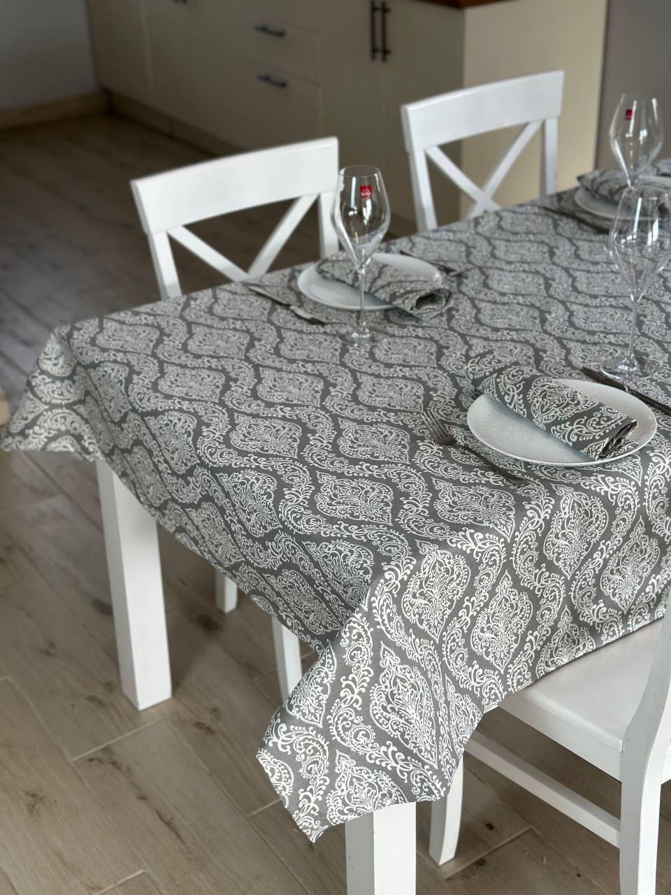 Linen waterproof tablecloth with Teflon, Geometry collection, luxury quality (custom or standard size)