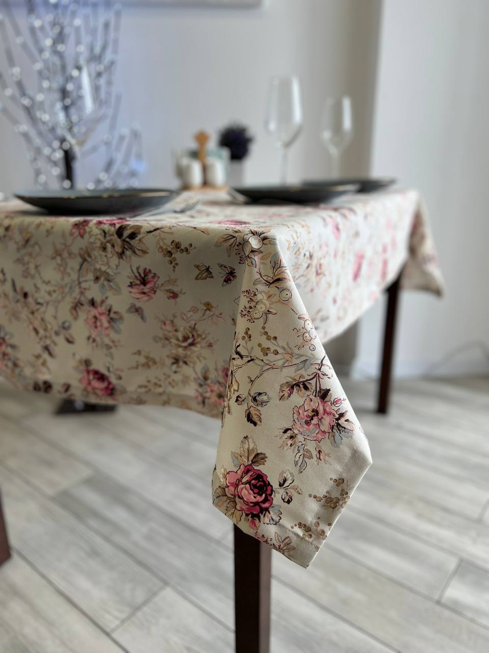 Linen waterproof tablecloth with Teflon, Geometry collection, luxury quality (custom or standard size)