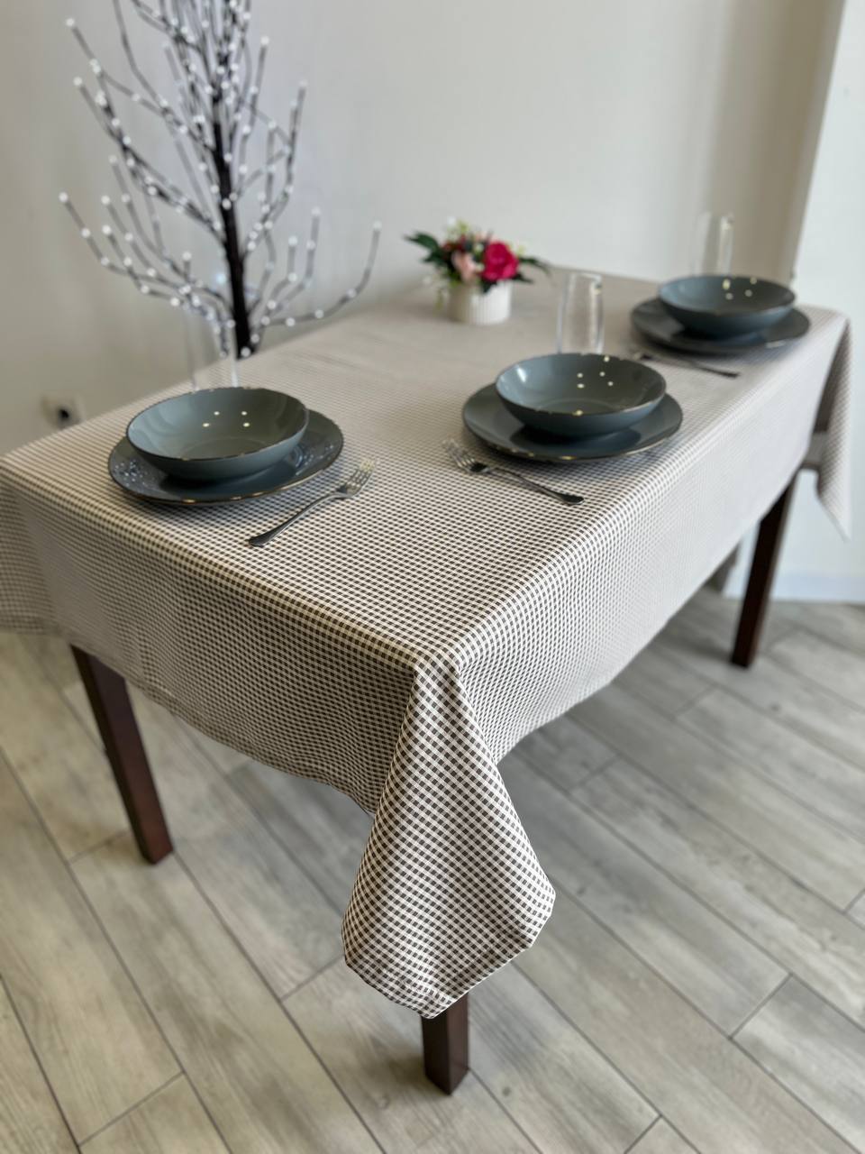 Linen waterproof tablecloth with Teflon, Geometry collection, luxury quality (custom or standard size)