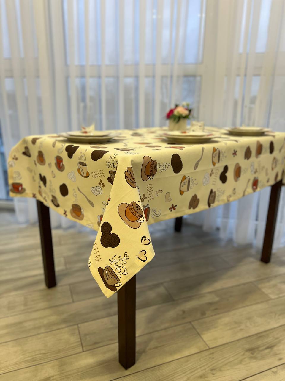 Linen waterproof tablecloth with Teflon, Geometry collection, luxury quality (custom or standard size)