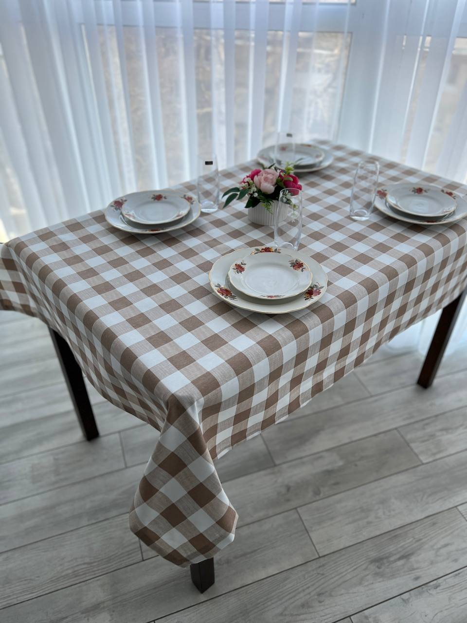 Linen waterproof tablecloth with Teflon, Geometry collection, luxury quality (custom or standard size)