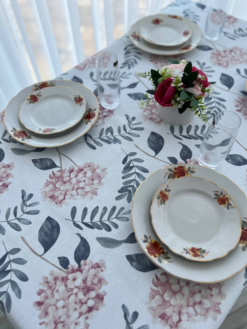 Linen waterproof tablecloth with Teflon, Geometry collection, luxury quality (custom or standard size)