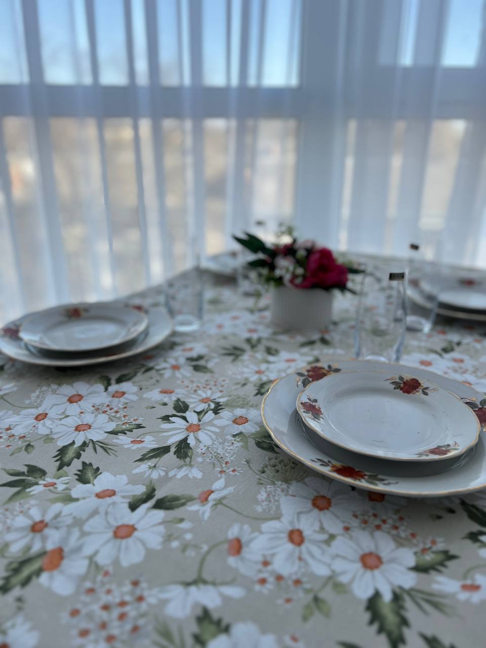 Linen waterproof tablecloth with Teflon, Geometry collection, luxury quality (custom or standard size)