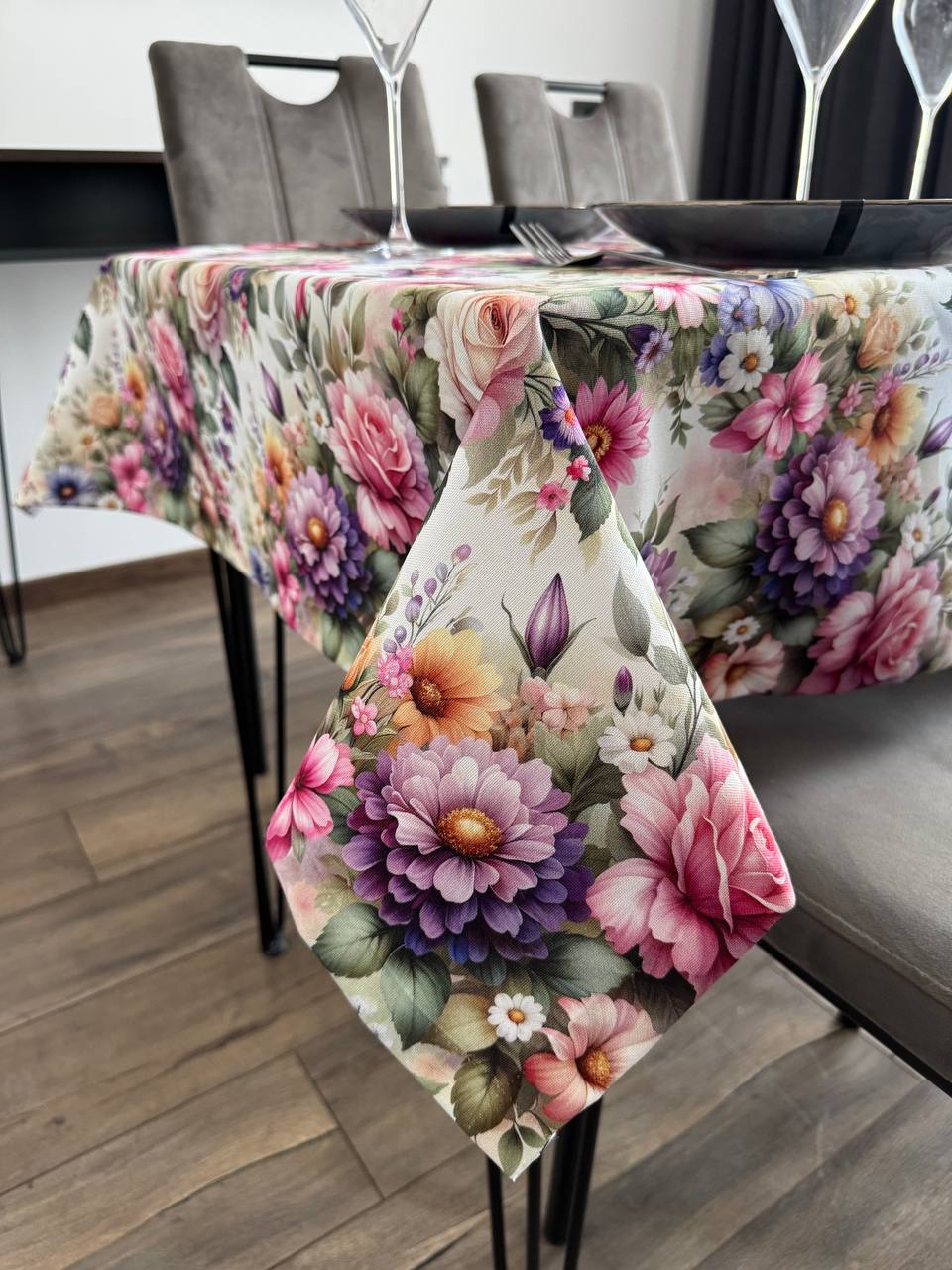 Linen waterproof tablecloth with Teflon, Geometry collection, luxury quality (custom or standard size)