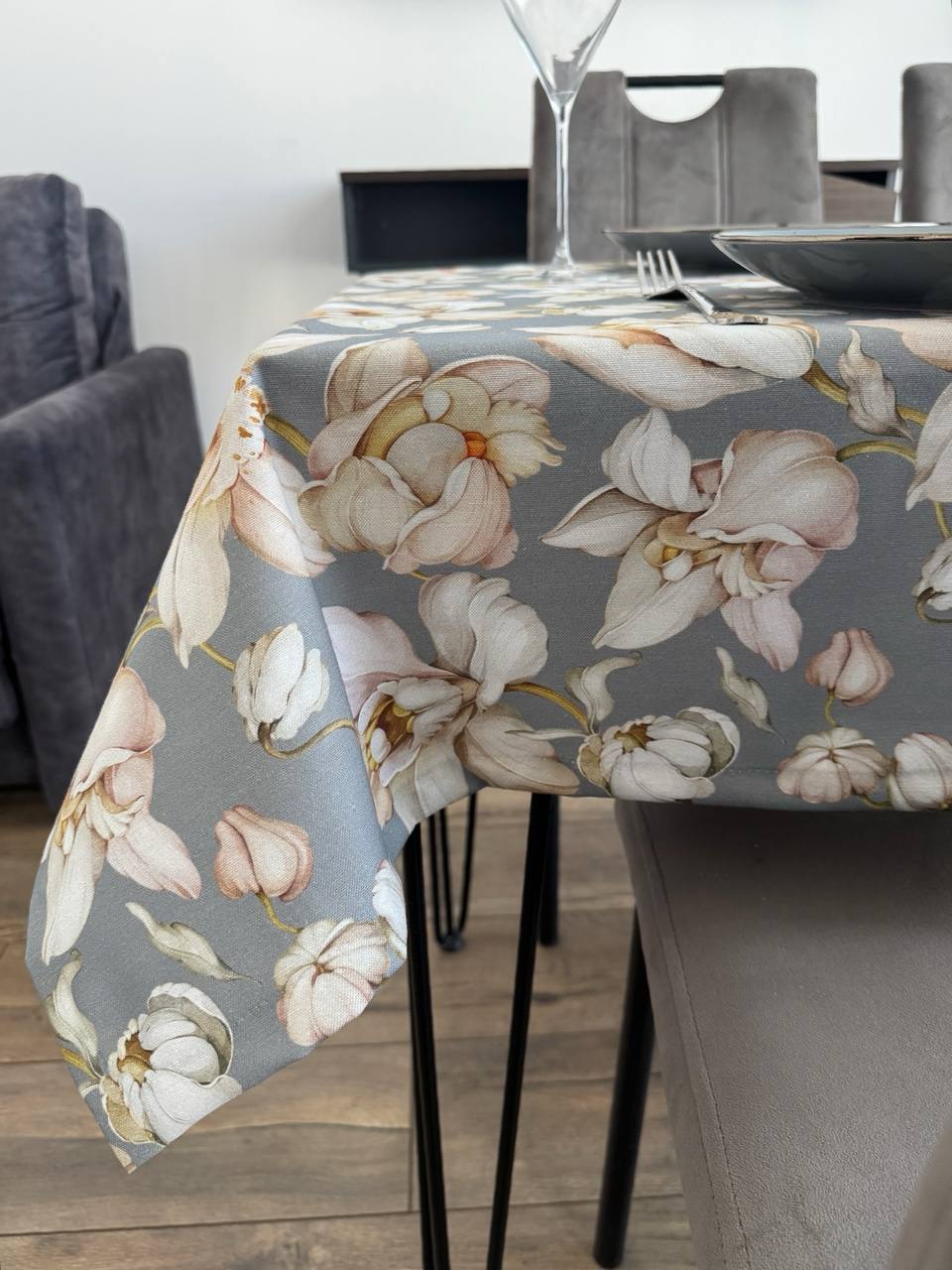 Linen waterproof tablecloth with Teflon, Geometry collection, luxury quality (custom or standard size)
