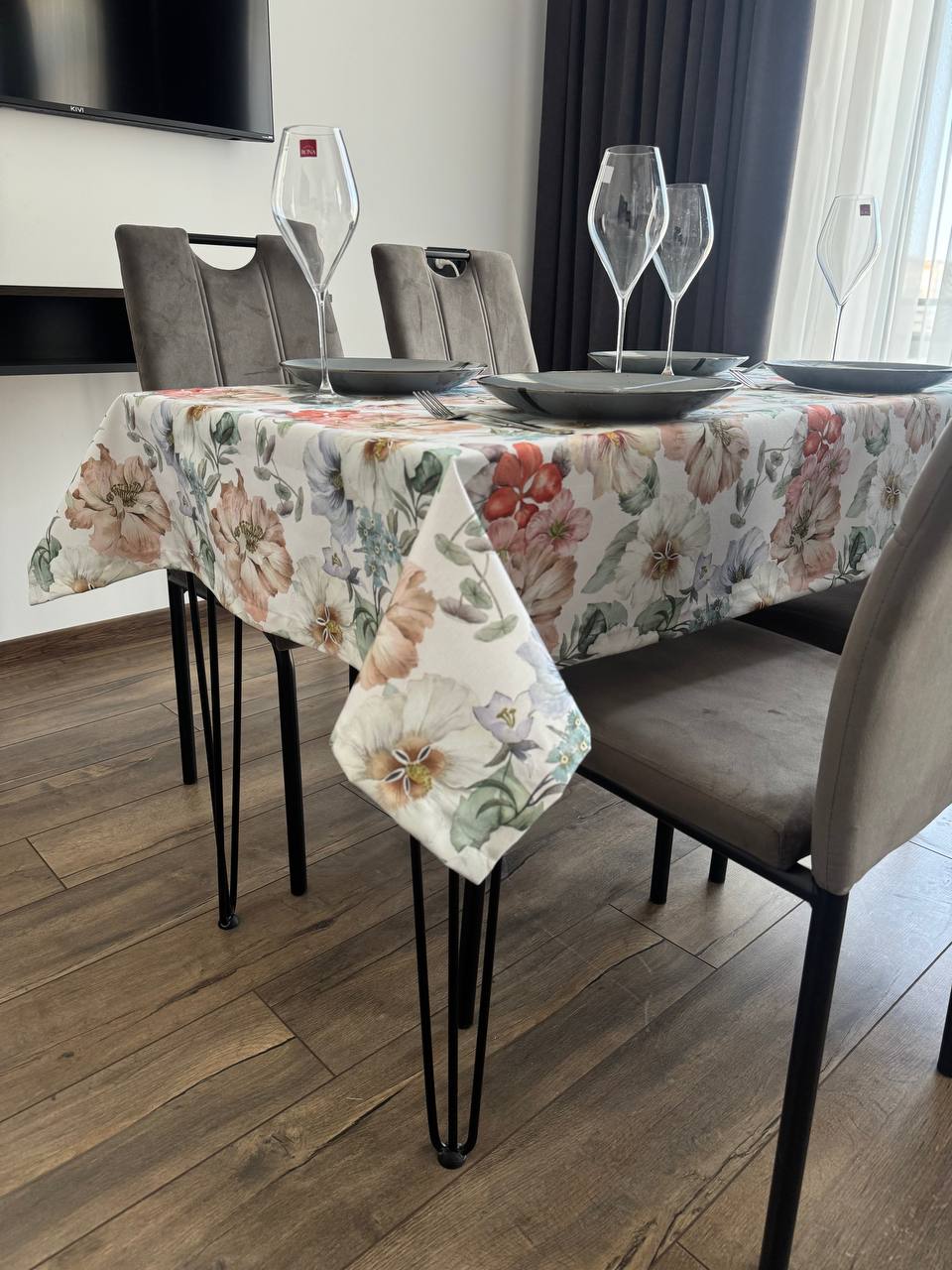 Linen waterproof tablecloth with Teflon, Geometry collection, luxury quality (custom or standard size)