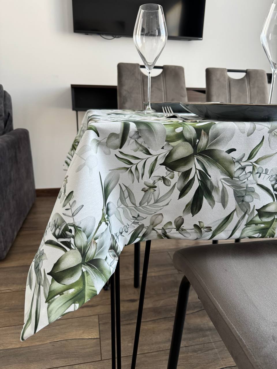 Linen waterproof tablecloth with Teflon, Geometry collection, luxury quality (custom or standard size)