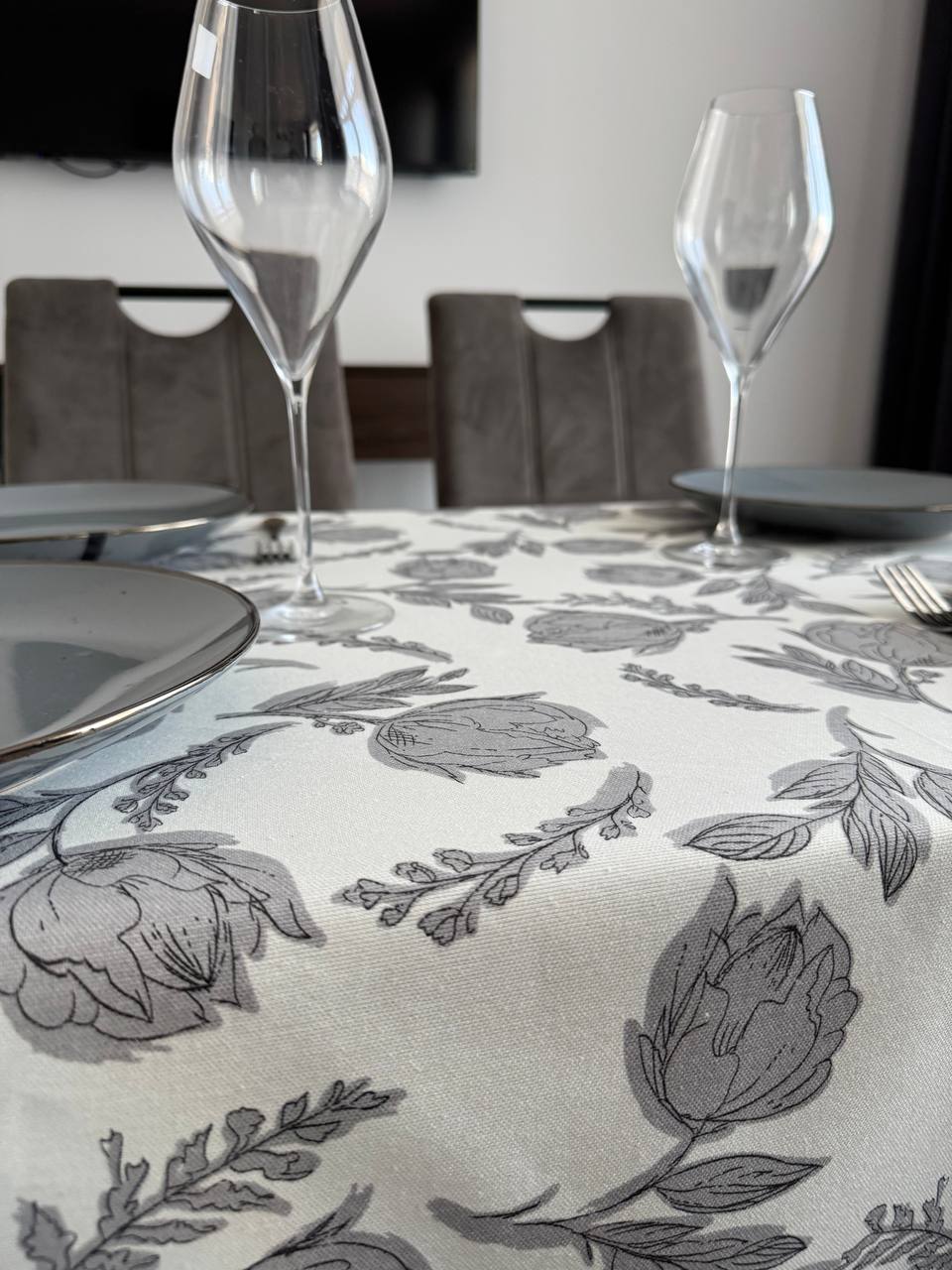 Linen waterproof tablecloth with Teflon, Geometry collection, luxury quality (custom or standard size)