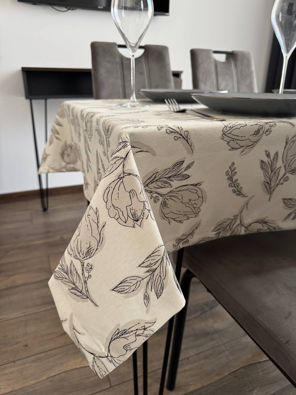 Linen waterproof tablecloth with Teflon, Geometry collection, luxury quality (custom or standard size)