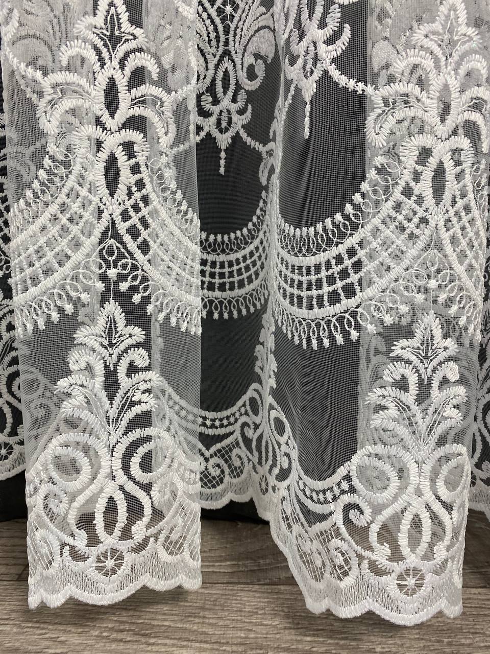 Sheer curtain with beautiful embroidery, white color