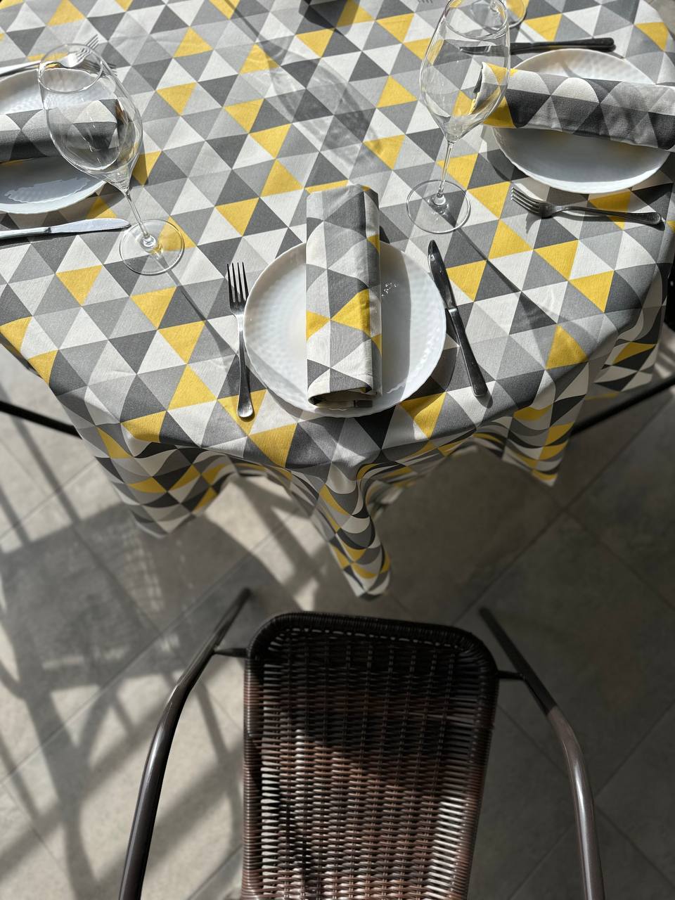 Linen waterproof tablecloth with Teflon, Geometry collection, luxury quality (custom or standard size)