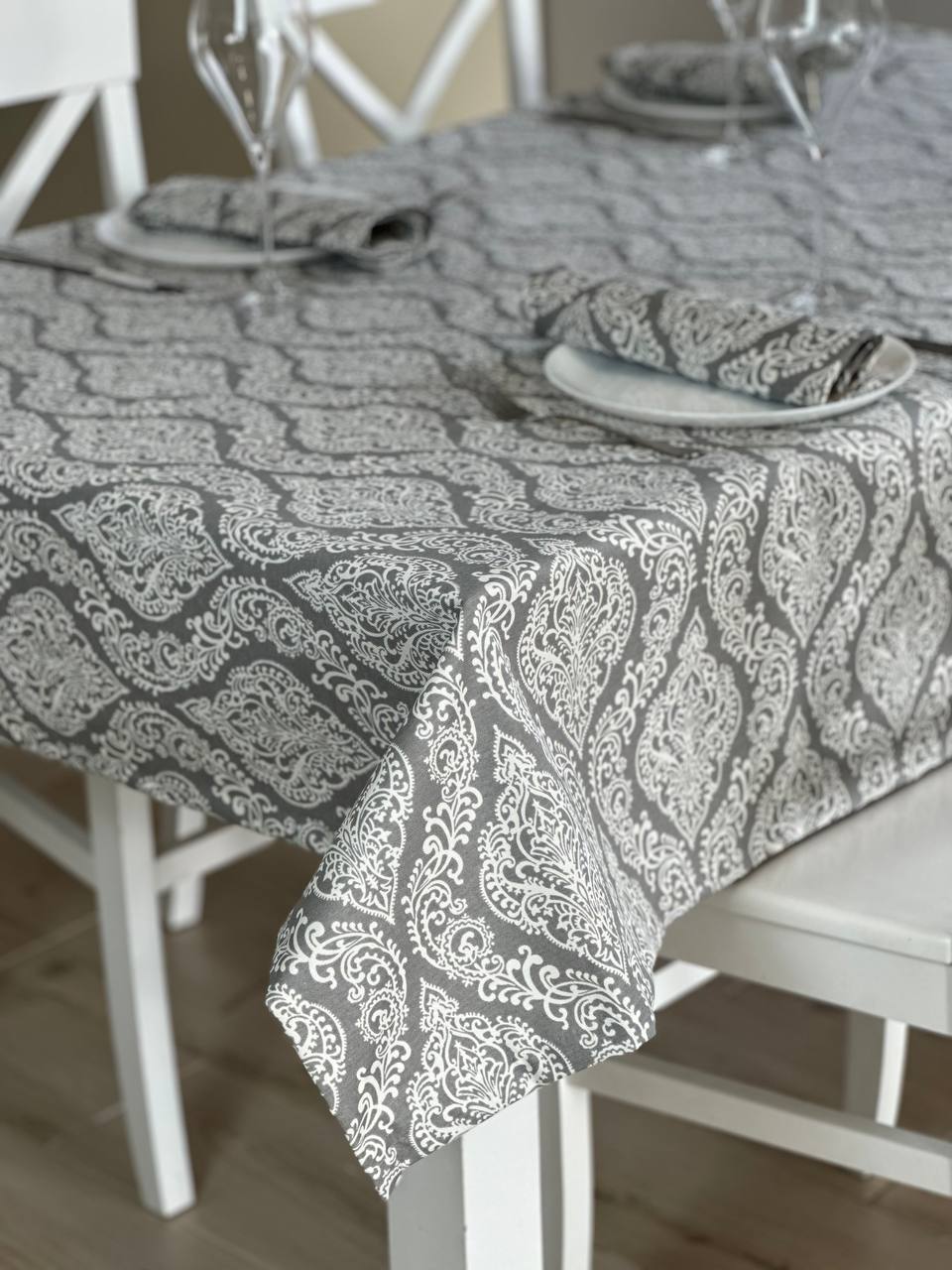 Linen waterproof tablecloth with Teflon, Geometry collection, luxury quality (custom or standard size)