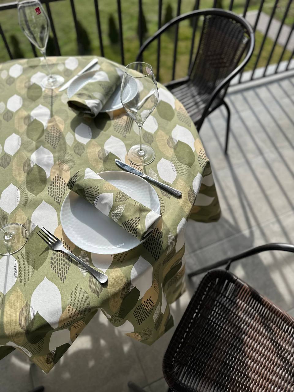 Linen waterproof tablecloth with Teflon, Geometry collection, luxury quality (custom or standard size)