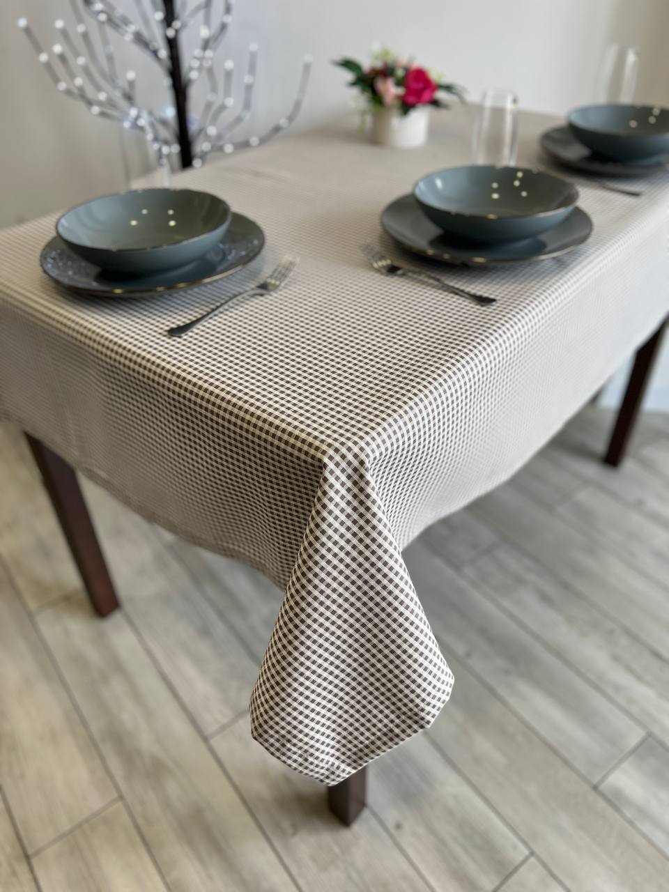 Linen waterproof tablecloth with Teflon, Geometry collection, luxury quality (custom or standard size)