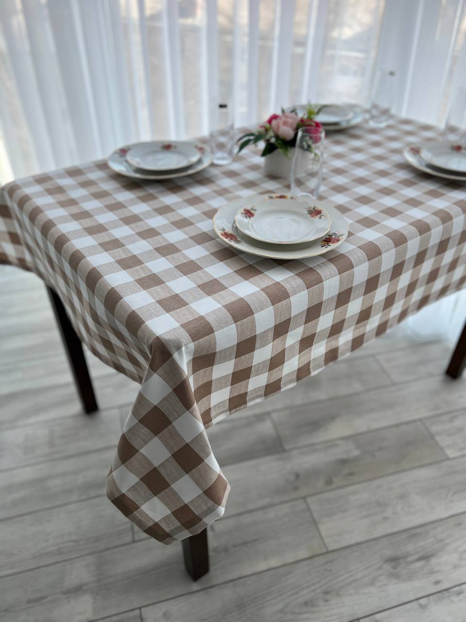 Linen waterproof tablecloth with Teflon, Geometry collection, luxury quality (custom or standard size)