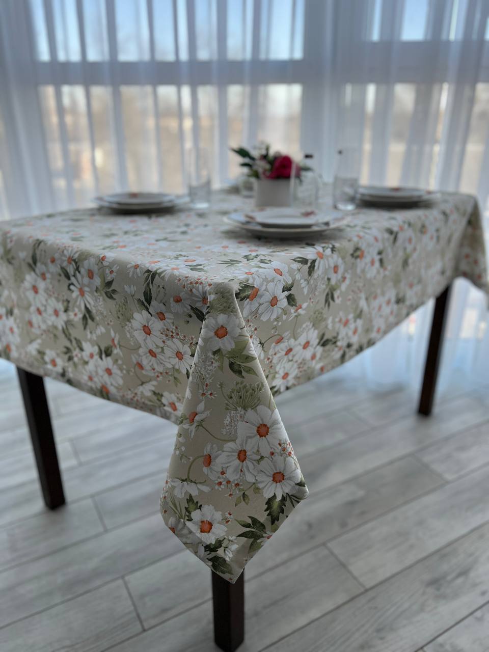 Linen waterproof tablecloth with Teflon, Geometry collection, luxury quality (custom or standard size)