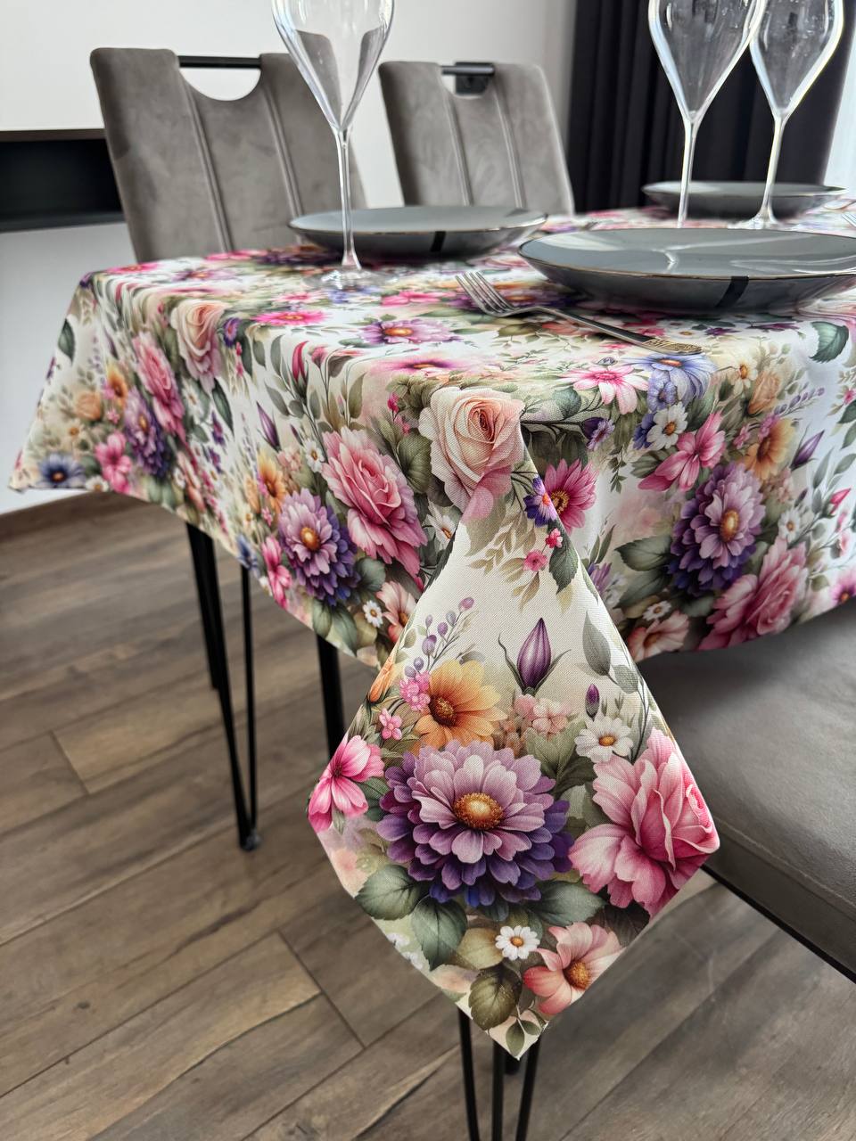 Linen waterproof tablecloth with Teflon, Geometry collection, luxury quality (custom or standard size)