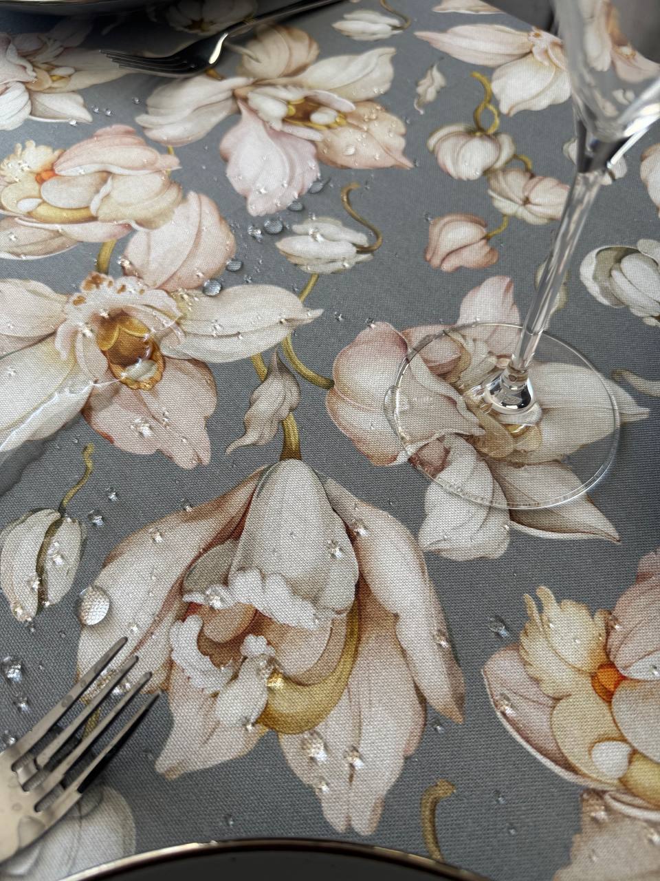 Linen waterproof tablecloth with Teflon, Geometry collection, luxury quality (custom or standard size)