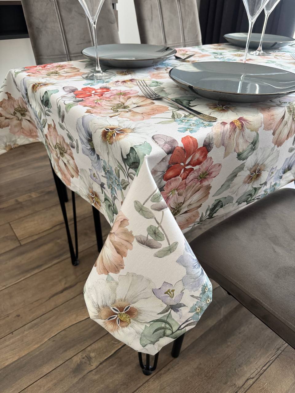 Linen waterproof tablecloth with Teflon, Geometry collection, luxury quality (custom or standard size)