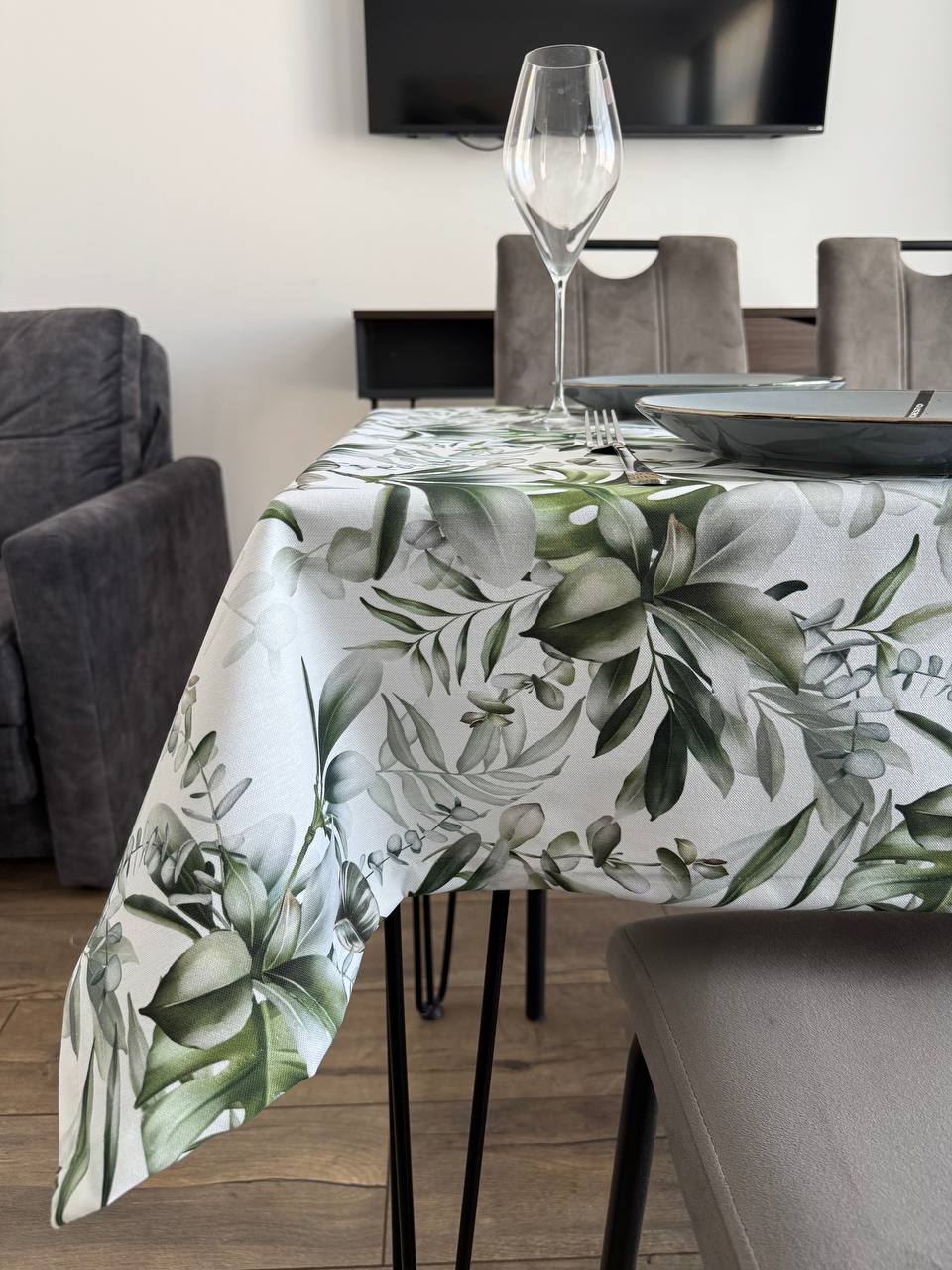 Linen waterproof tablecloth with Teflon, Geometry collection, luxury quality (custom or standard size)