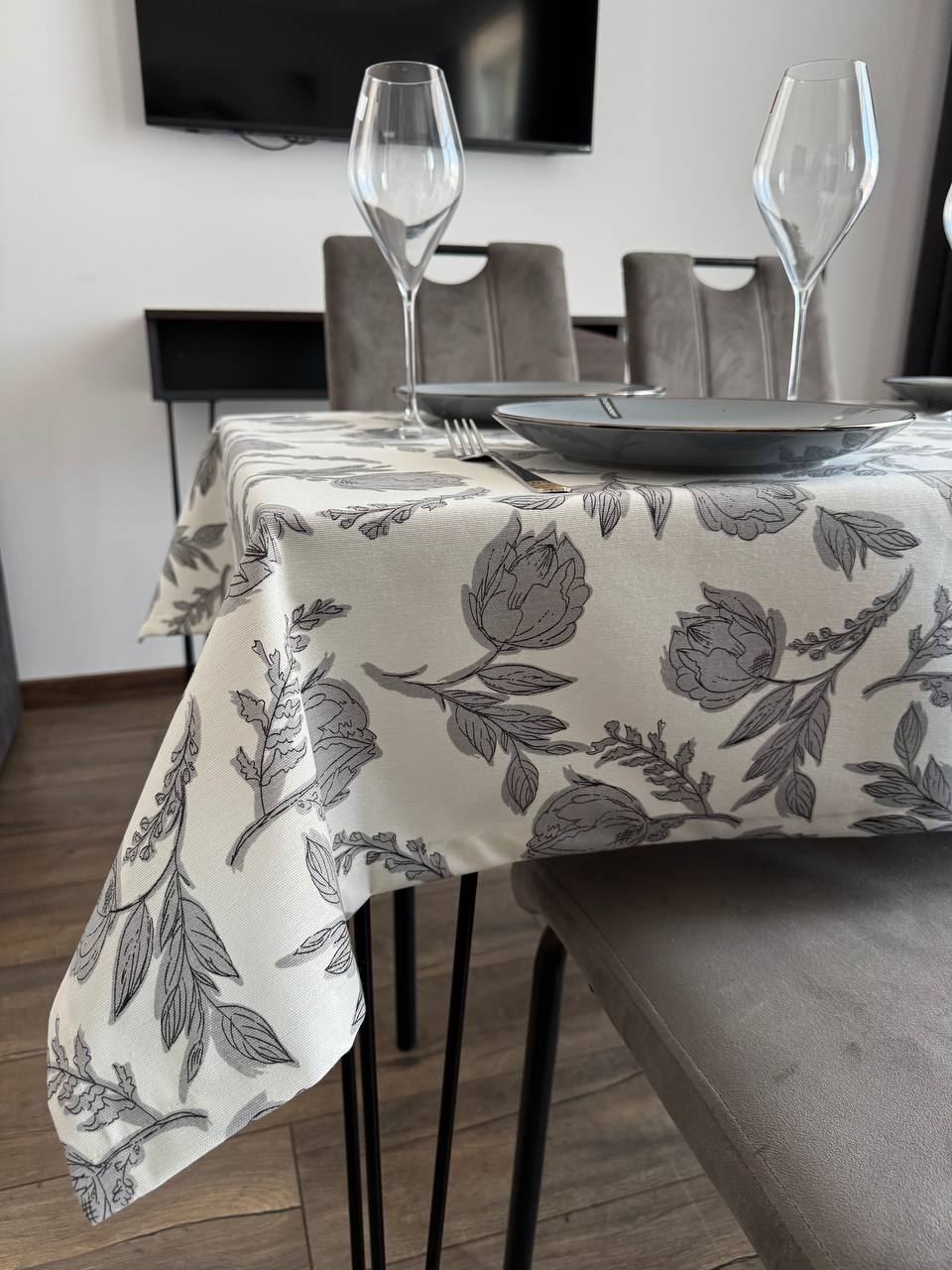 Linen waterproof tablecloth with Teflon, Geometry collection, luxury quality (custom or standard size)