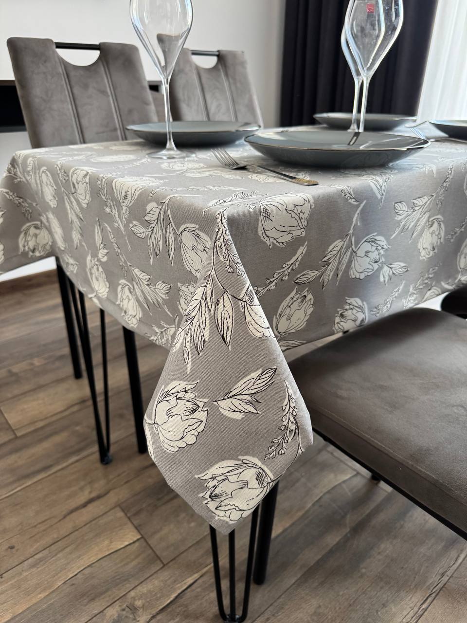 Linen waterproof tablecloth with Teflon, Geometry collection, luxury quality (custom or standard size)
