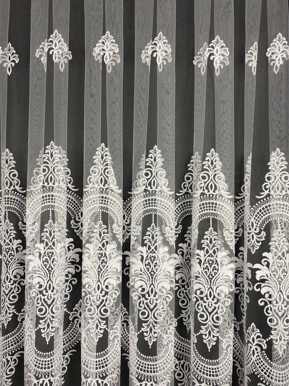Sheer curtain with beautiful embroidery, white color