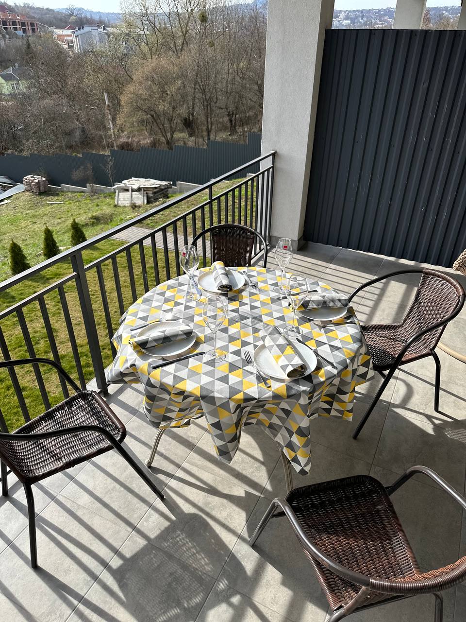 Linen waterproof tablecloth with Teflon, Geometry collection, luxury quality (custom or standard size)