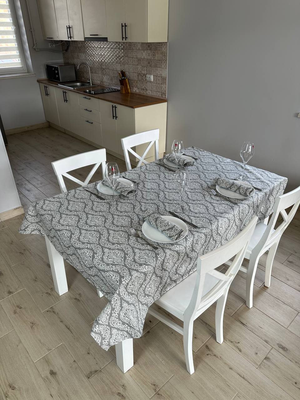 Linen waterproof tablecloth with Teflon, Geometry collection, luxury quality (custom or standard size)