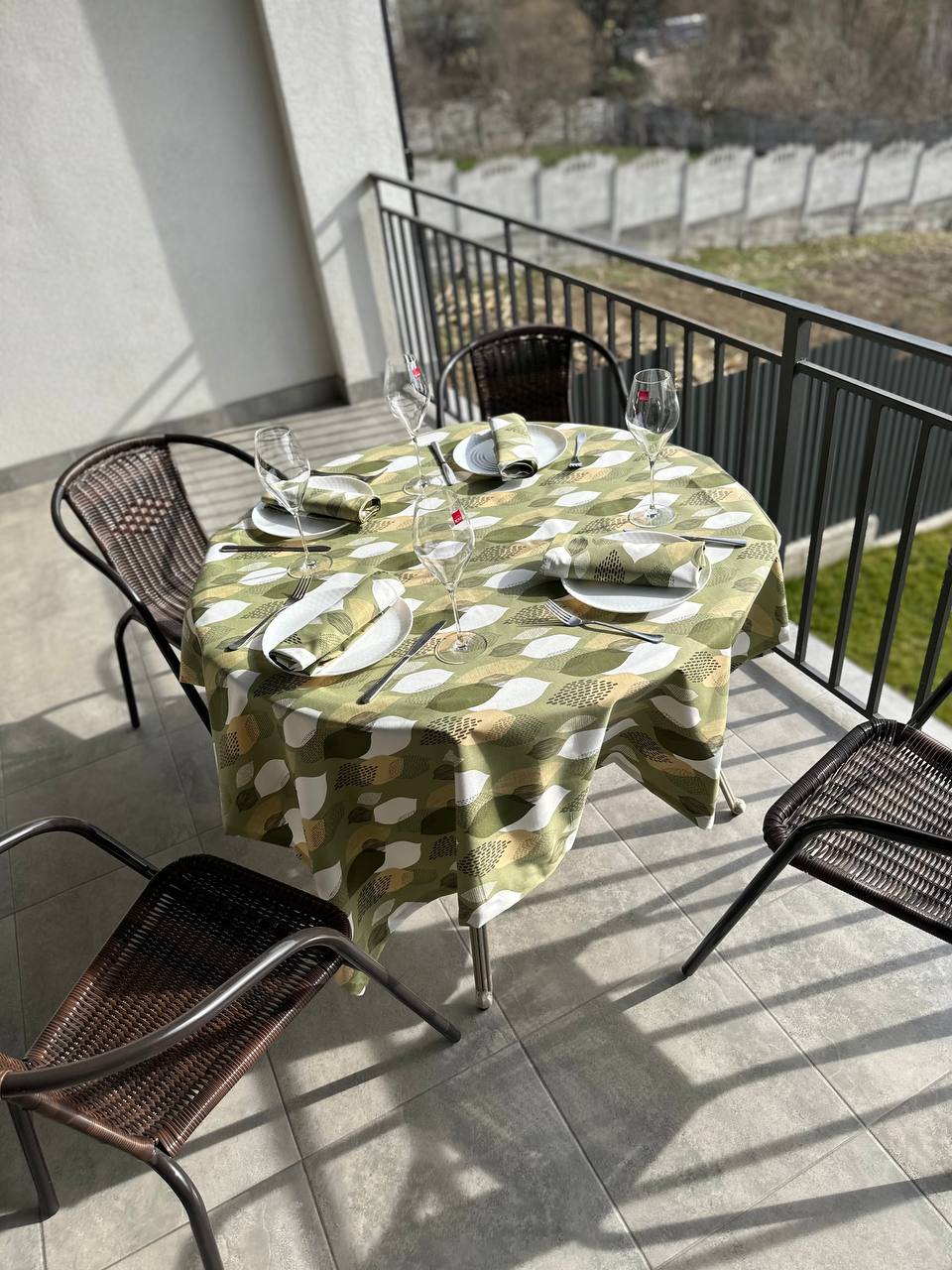 Linen waterproof tablecloth with Teflon, Geometry collection, luxury quality (custom or standard size)