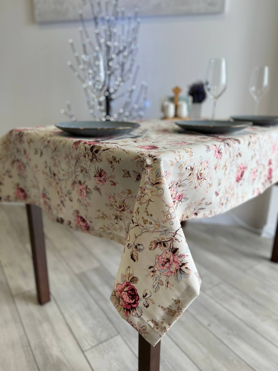Linen waterproof tablecloth with Teflon, Geometry collection, luxury quality (custom or standard size)