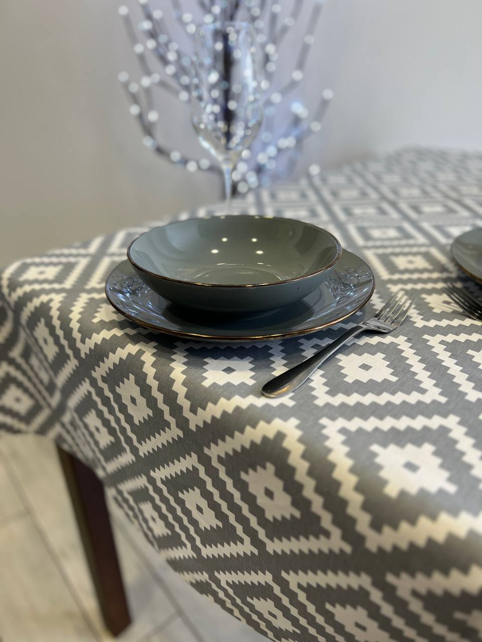 Linen waterproof tablecloth with Teflon, Geometry collection, luxury quality (custom or standard size)