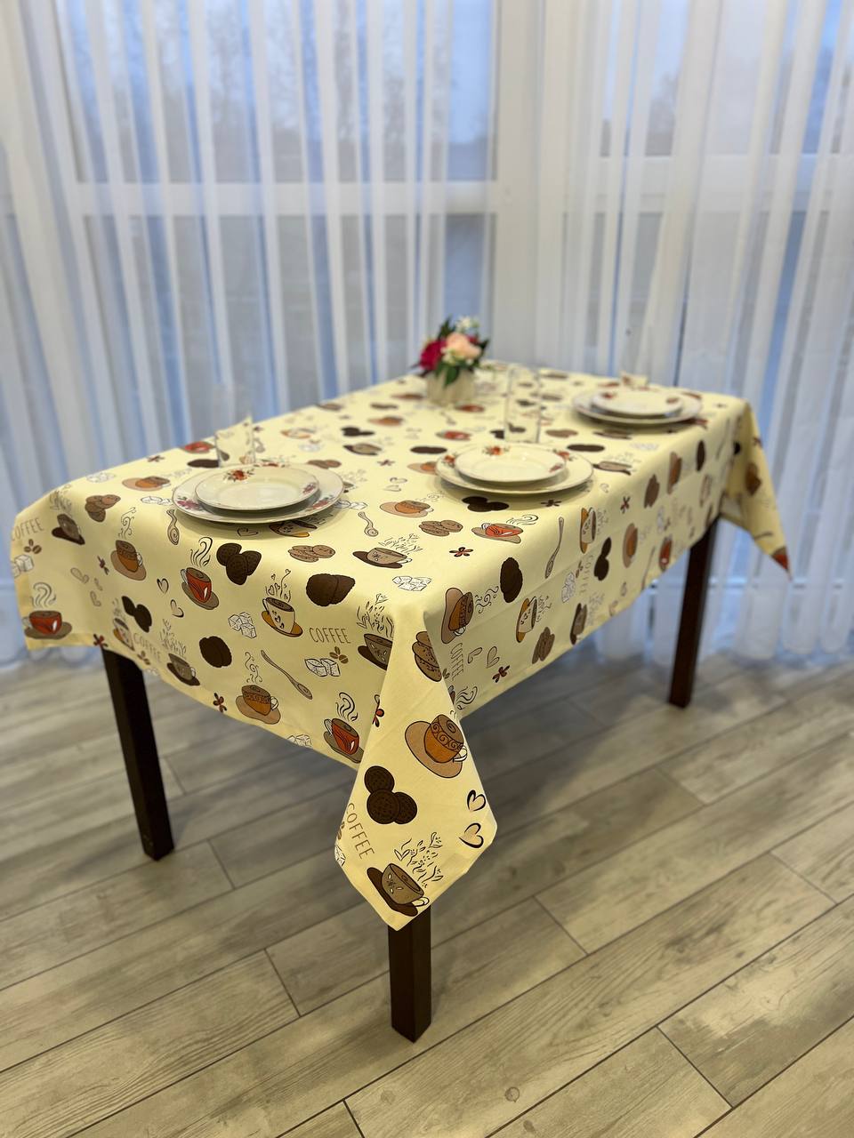 Linen waterproof tablecloth with Teflon, Geometry collection, luxury quality (custom or standard size)