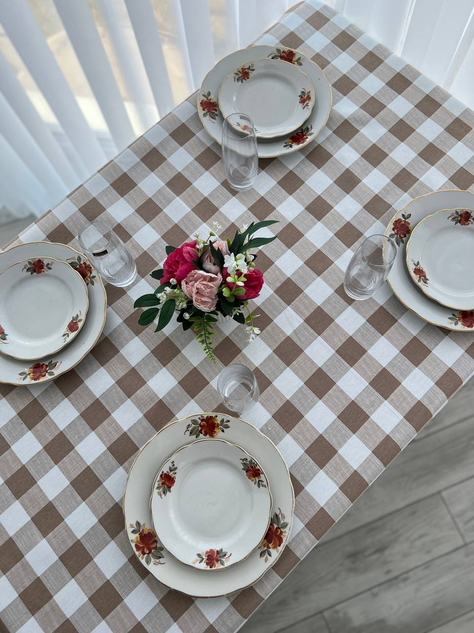 Linen waterproof tablecloth with Teflon, Geometry collection, luxury quality (custom or standard size)