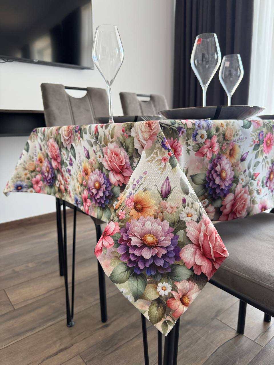 Linen waterproof tablecloth with Teflon, Geometry collection, luxury quality (custom or standard size)