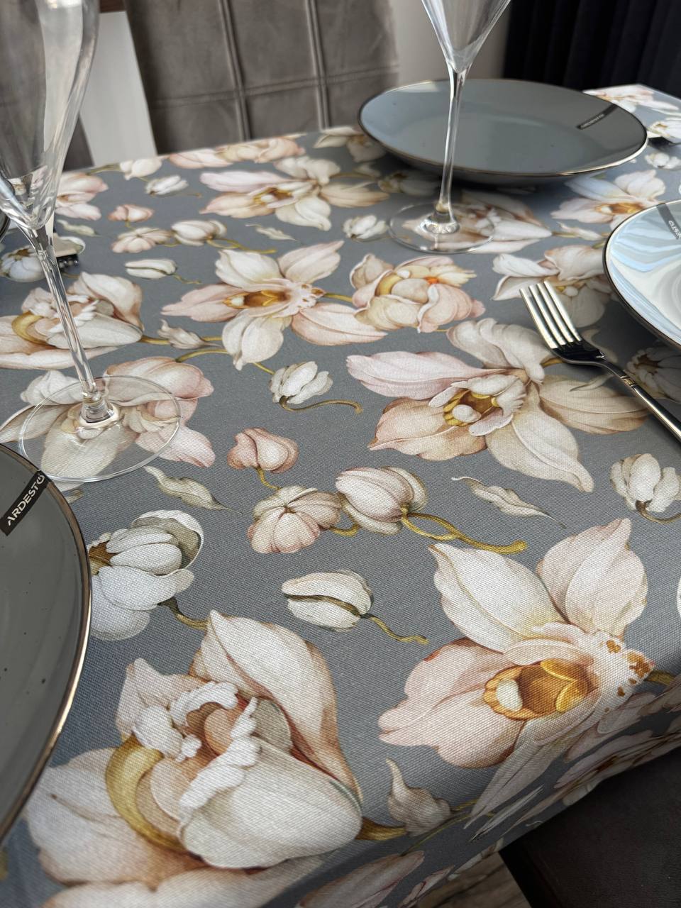 Linen waterproof tablecloth with Teflon, Geometry collection, luxury quality (custom or standard size)