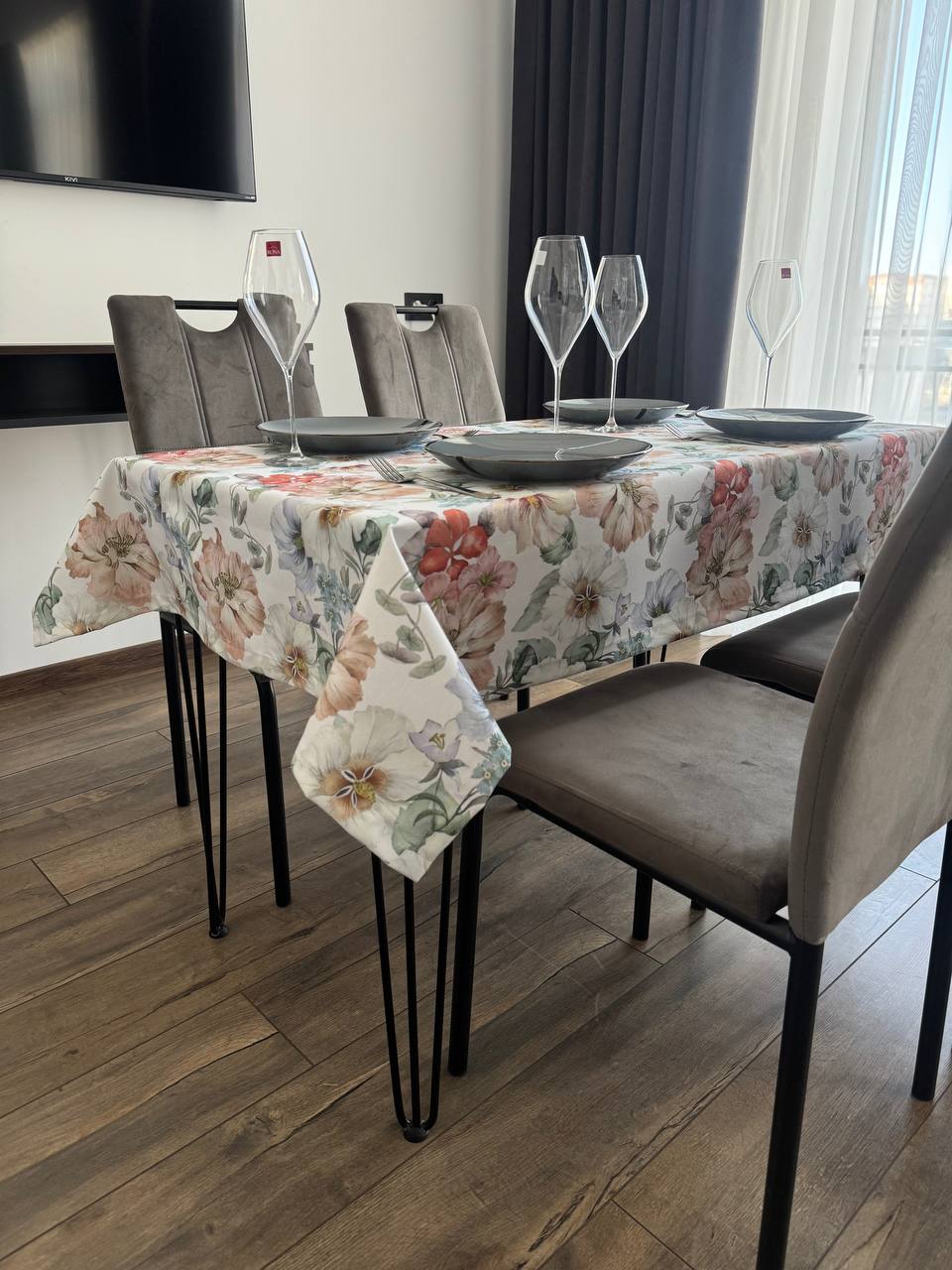 Linen waterproof tablecloth with Teflon, Geometry collection, luxury quality (custom or standard size)