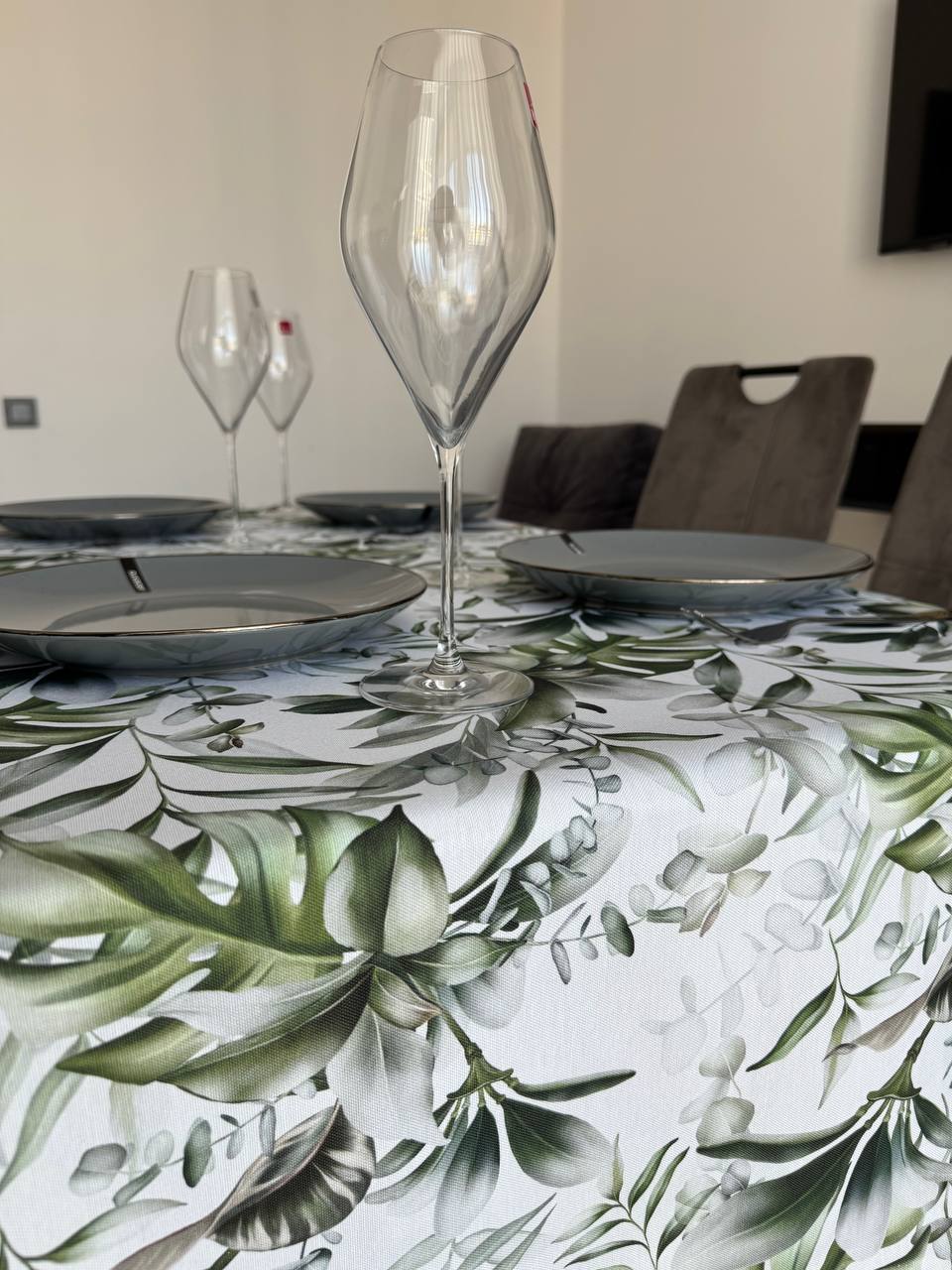 Linen waterproof tablecloth with Teflon, Geometry collection, luxury quality (custom or standard size)