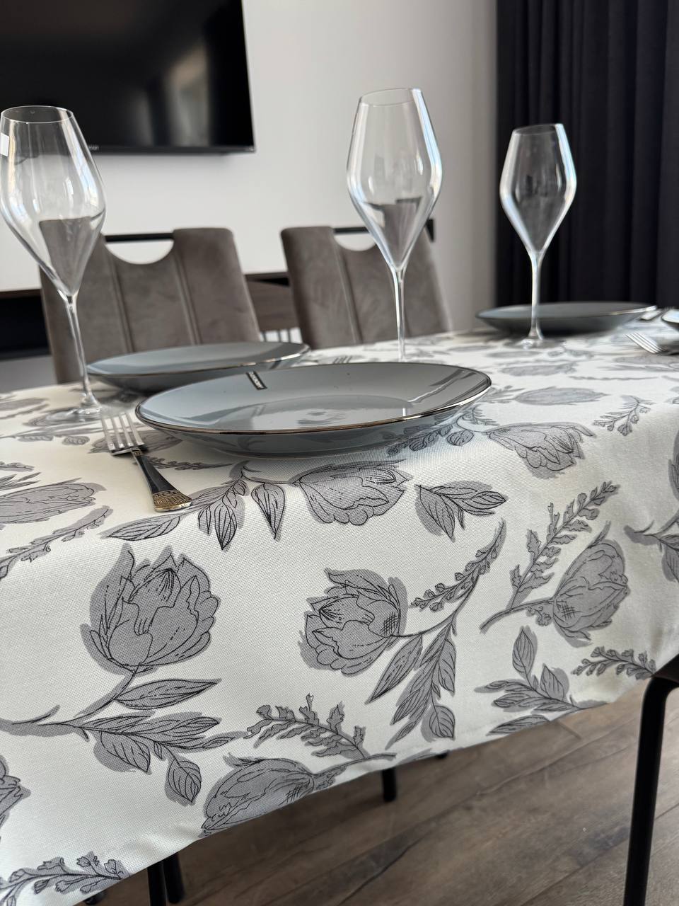 Linen waterproof tablecloth with Teflon, Geometry collection, luxury quality (custom or standard size)