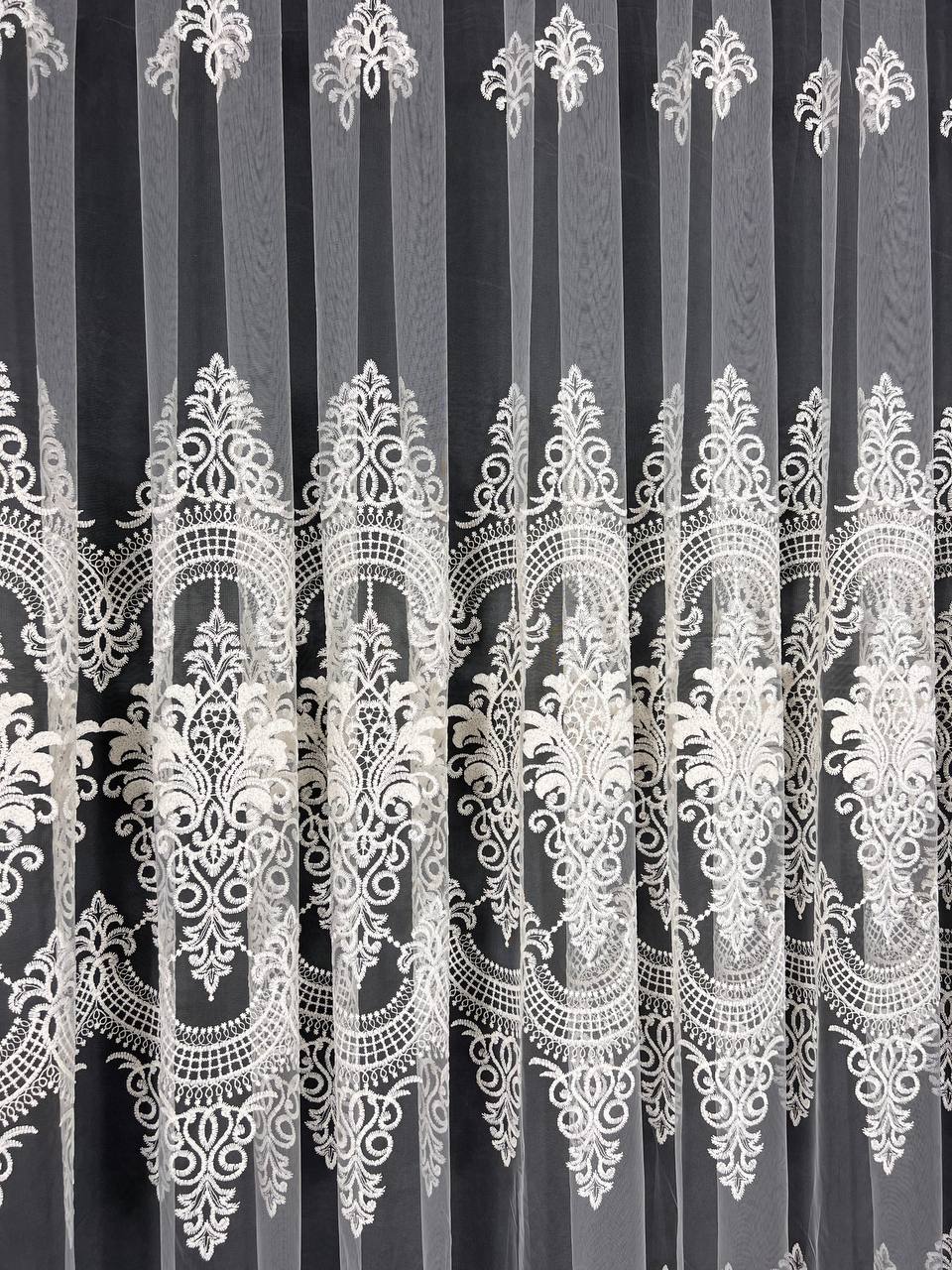 Sheer curtain with beautiful embroidery, milk color