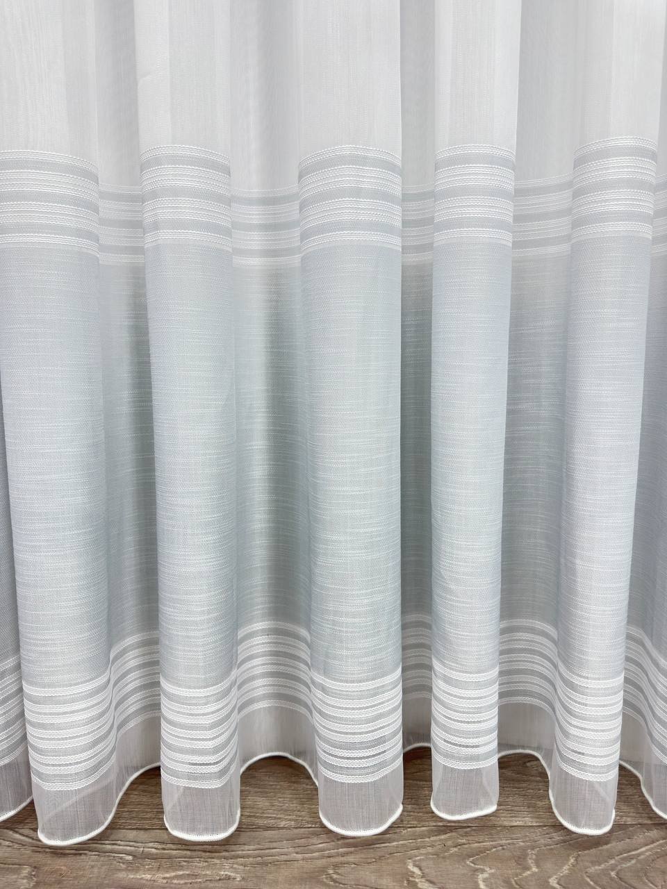 Bamboo-based sheer curtain with linen stripes, gray color