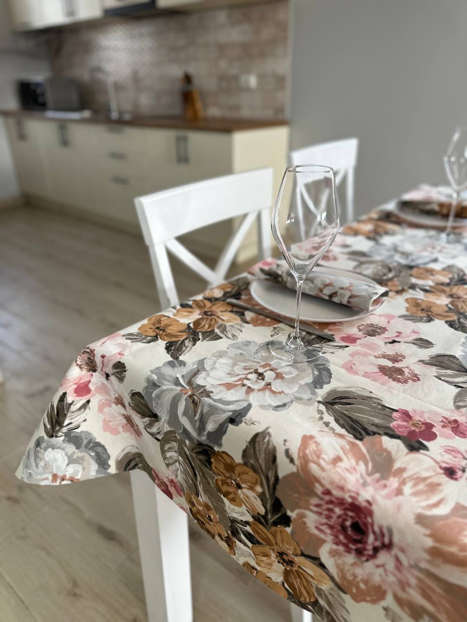 Linen waterproof tablecloth with Teflon, Geometry collection, luxury quality (custom or standard size)