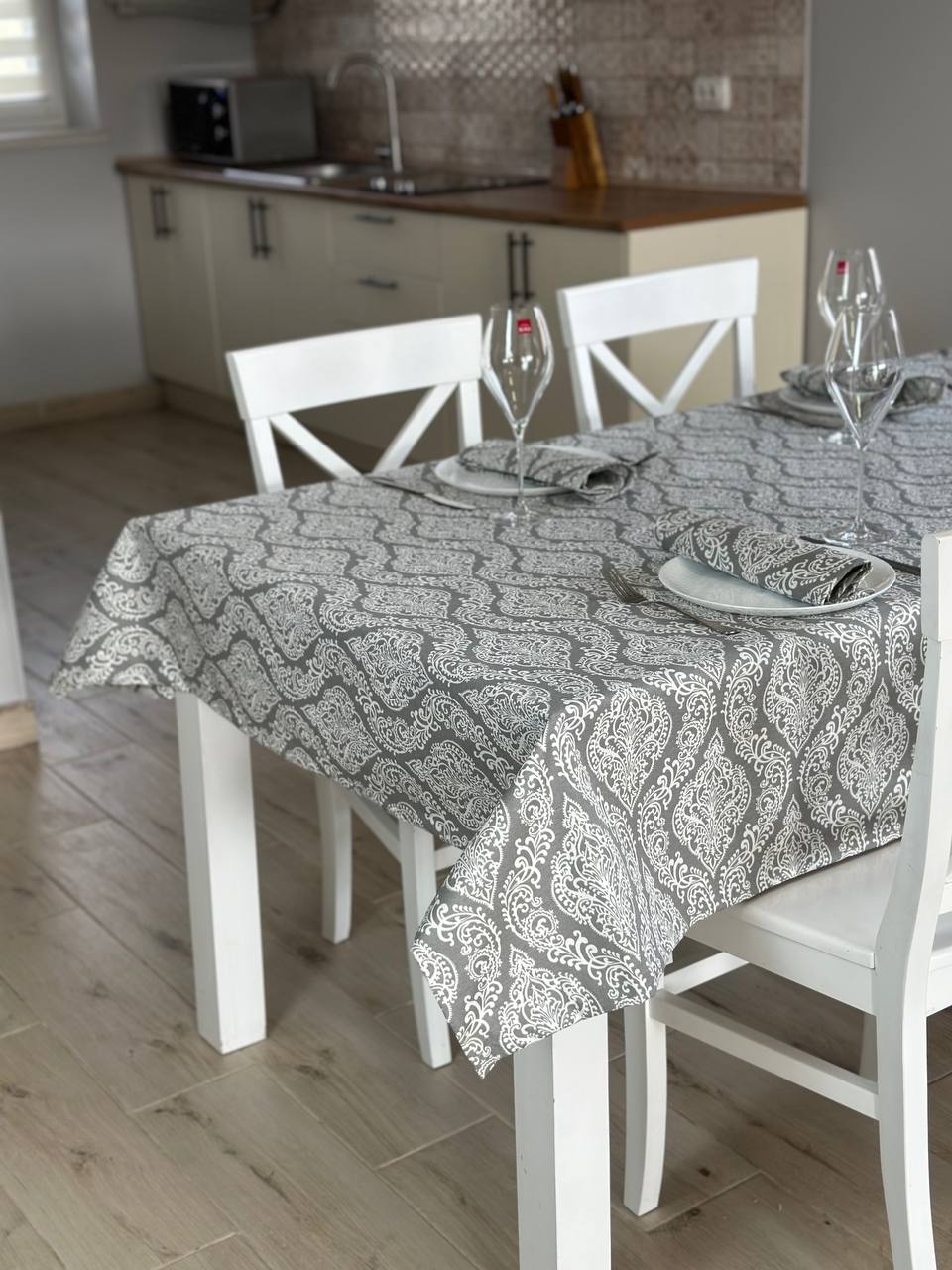 Linen waterproof tablecloth with Teflon, Geometry collection, luxury quality (custom or standard size)