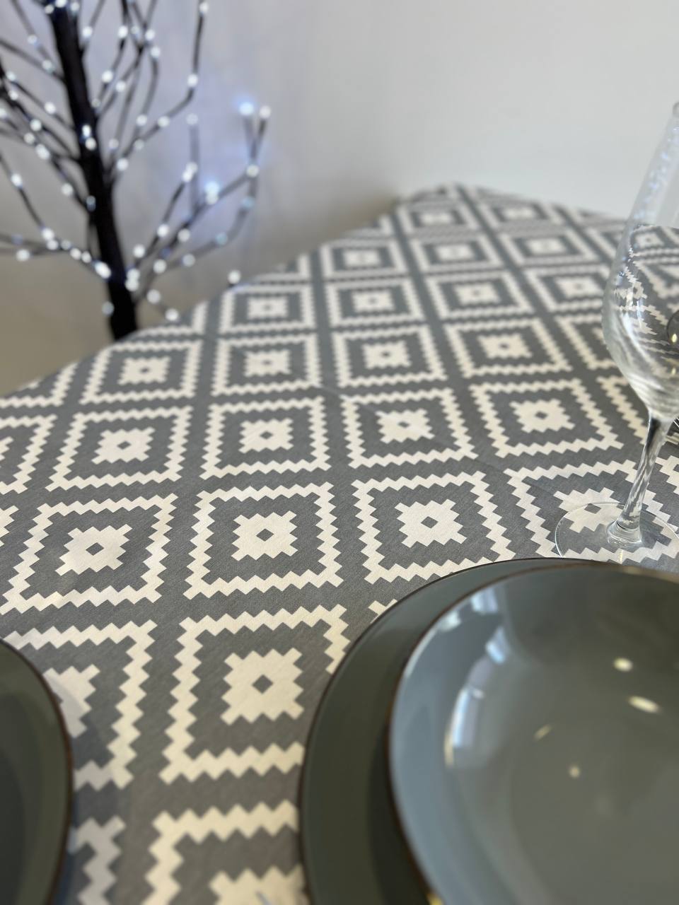 Linen waterproof tablecloth with Teflon, Geometry collection, luxury quality (custom or standard size)