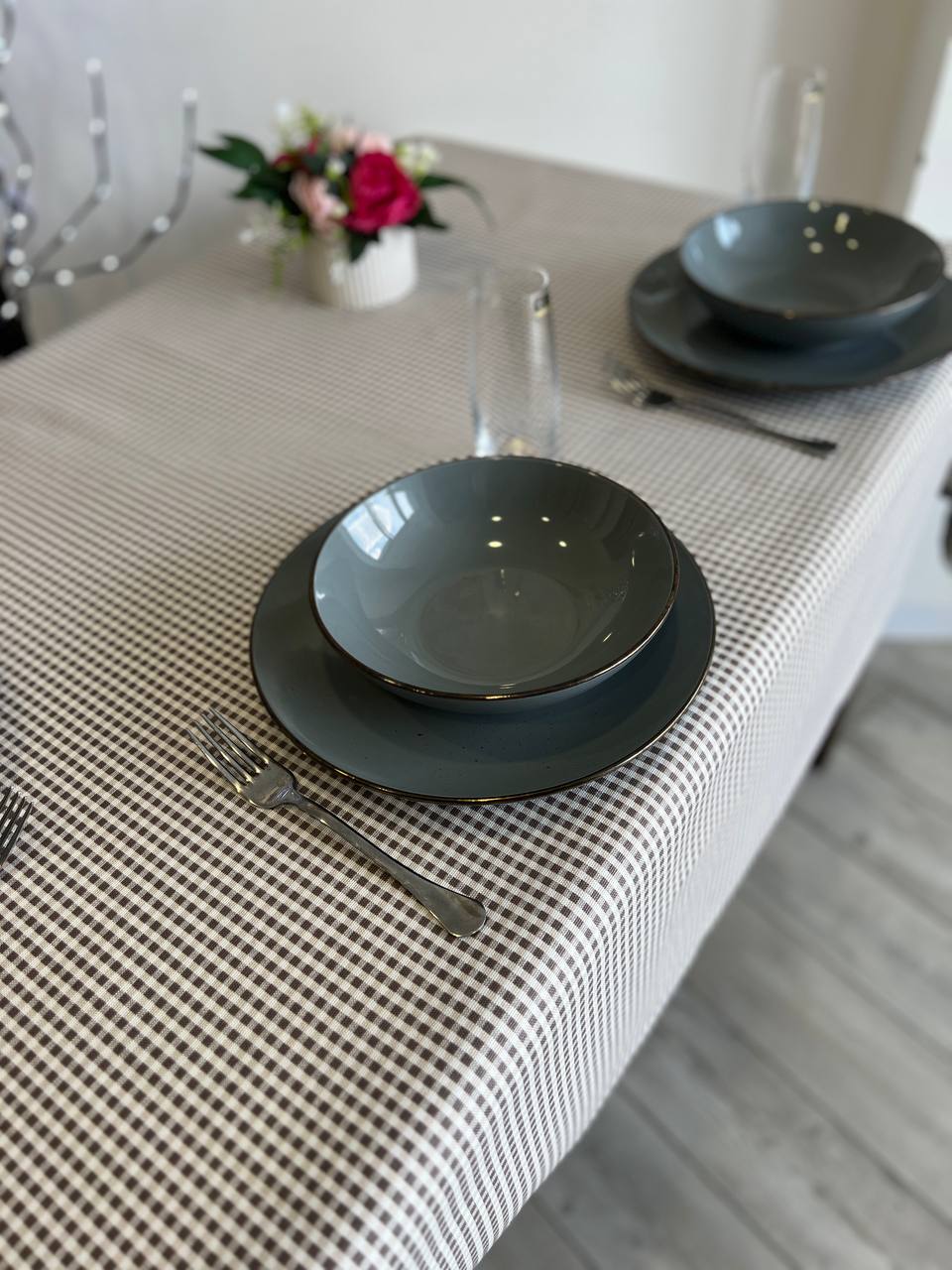 Linen waterproof tablecloth with Teflon, Geometry collection, luxury quality (custom or standard size)