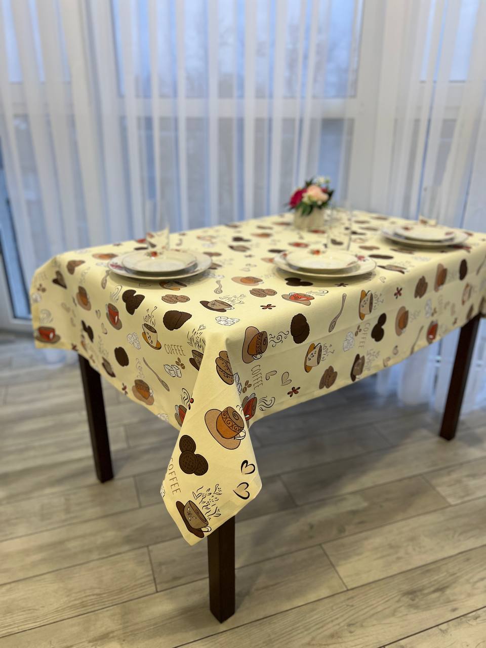 Linen waterproof tablecloth with Teflon, Geometry collection, luxury quality (custom or standard size)