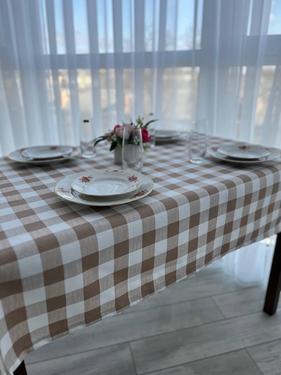 Linen waterproof tablecloth with Teflon, Geometry collection, luxury quality (custom or standard size)