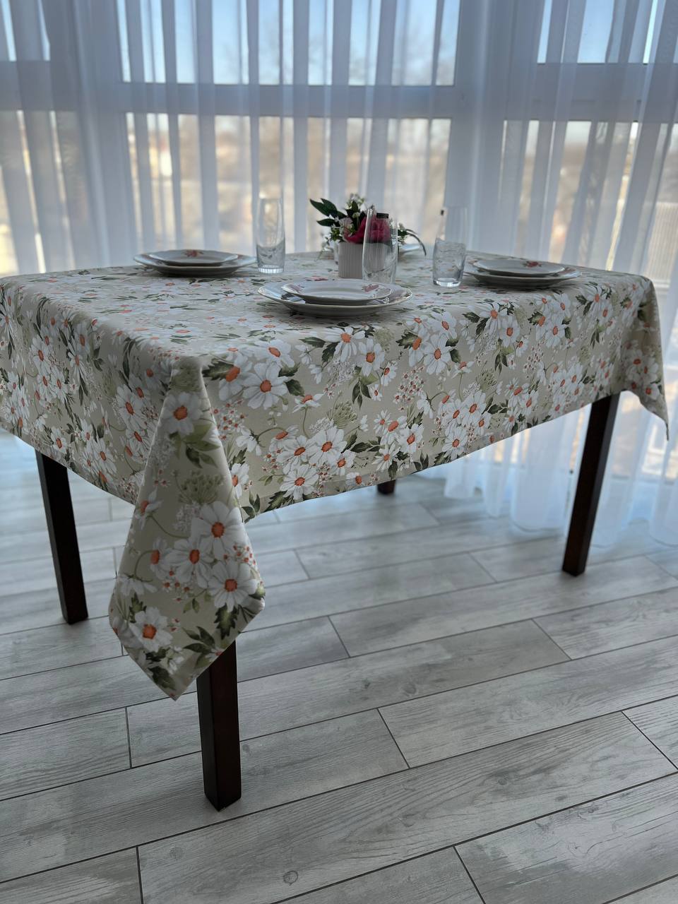 Linen waterproof tablecloth with Teflon, Geometry collection, luxury quality (custom or standard size)