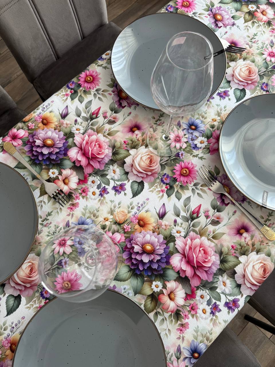 Linen waterproof tablecloth with Teflon, Geometry collection, luxury quality (custom or standard size)