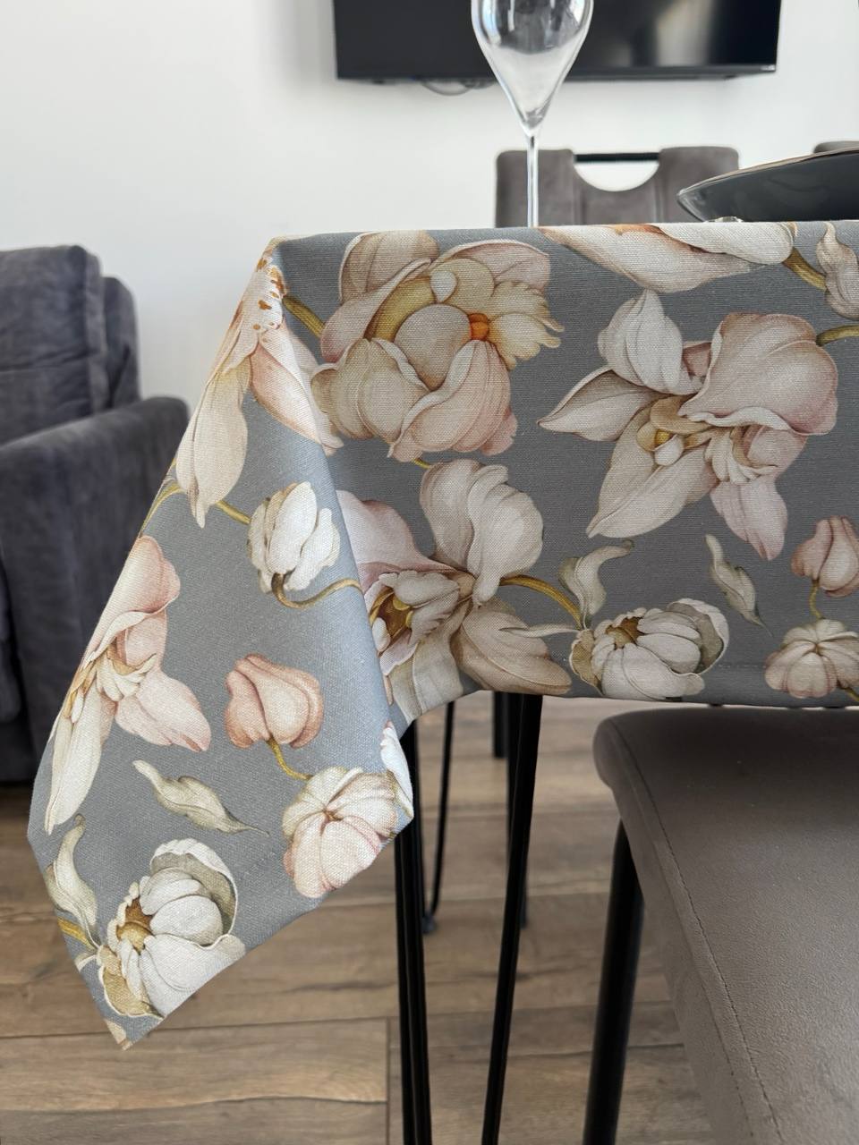 Linen waterproof tablecloth with Teflon, Geometry collection, luxury quality (custom or standard size)
